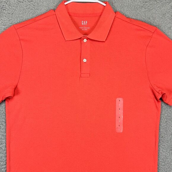 Gap Pique Polo Shirt Adult Large Pink Short Sleeve Casual Rugby Stretch Mens NEW
